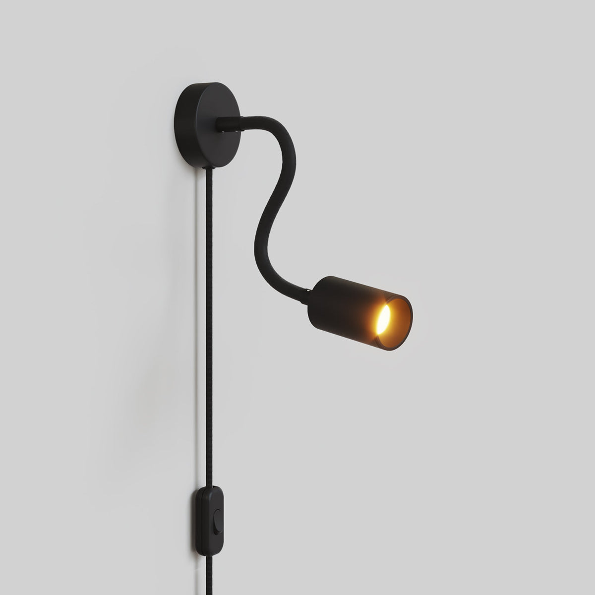 Lampada con spina e braccio snodabile, faretto Spotlight GU10 Bispot - Nero