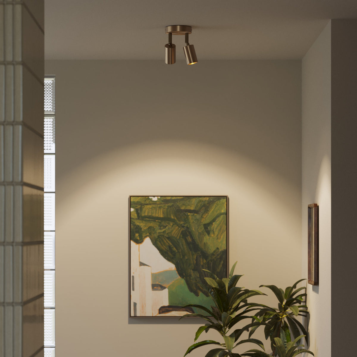 Lampada da parete o soffitto con 2 faretti GU10 Bispot orientabili - Bronzo satinato - Creative Cables