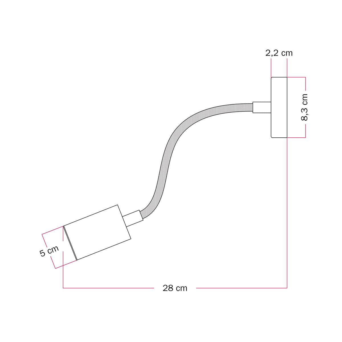 Lampada da parete o soffitto con faretto GU10 Bispot e braccio orientabile Flex 30 cm - Bianco opaco - Creative Cables