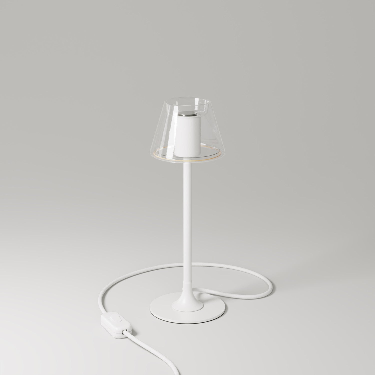Lampada da tavolo MAG-Y G07 con base metallica tonda - Bianco Opaco