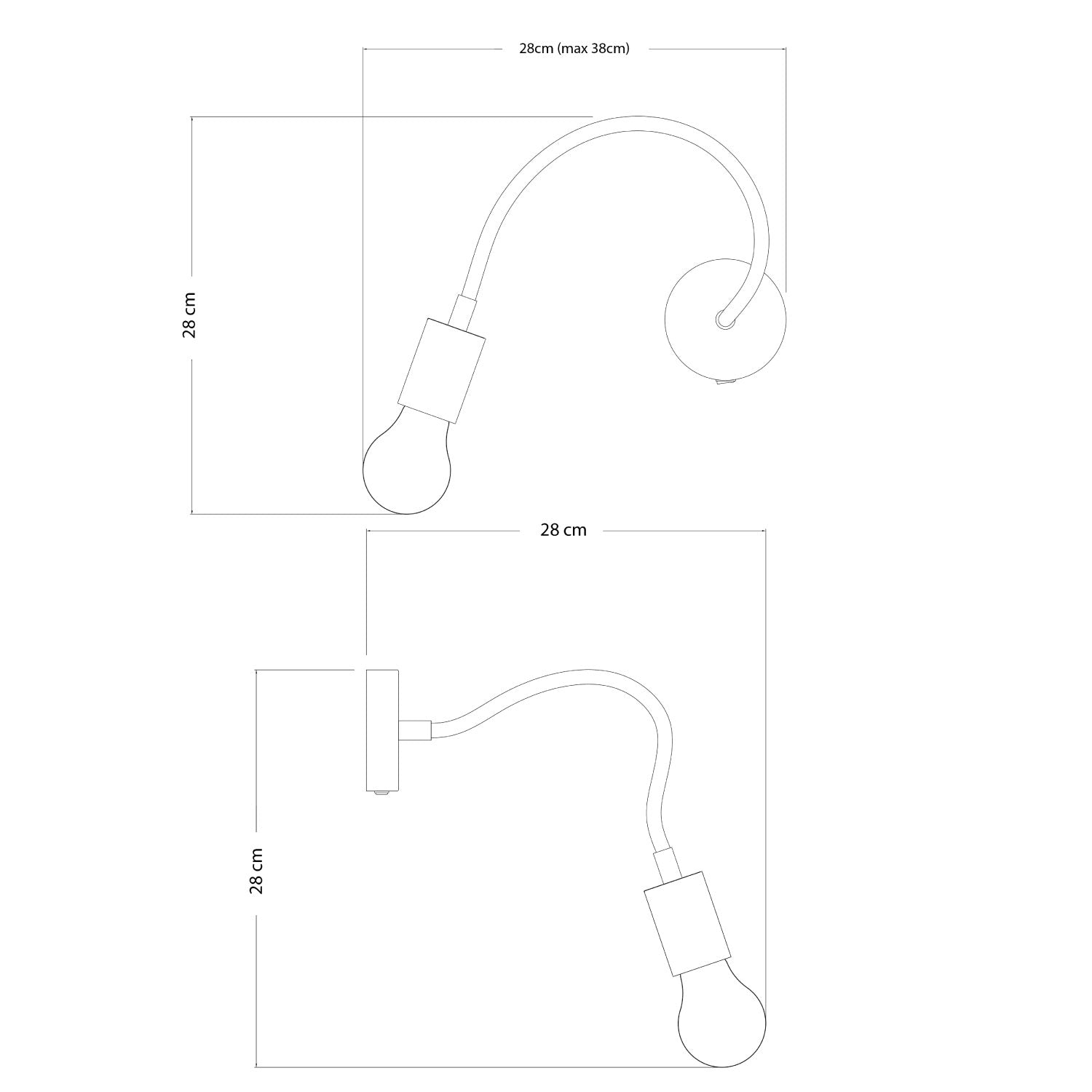 Lampada Fermaluce Flex 30 con mini rosone con interruttore e mini faretto GU1d0 - Bronzo satinato