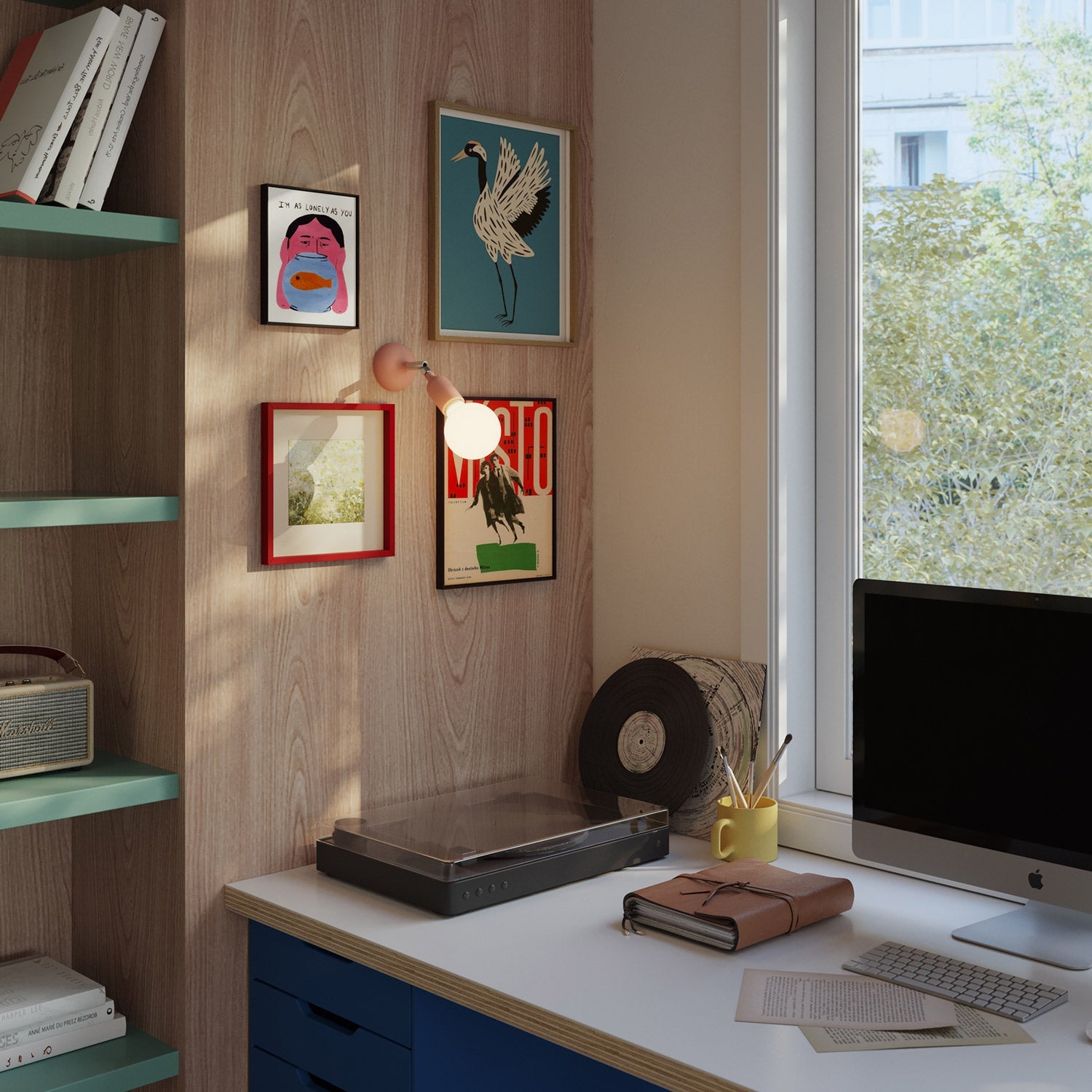 Lampada Fermaluce in silicone con snodo - Salmone