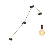 Lampada portatile Snake con portalampada in legno e spina, completa di 4 passacavo in legno Rolé - Effetto Wengé