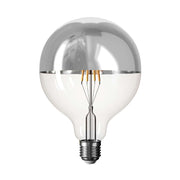 Lampadina LED mezza sfera argento B05 Linea 5V Filamento corto Globo G125 1,3W E27 Dimmerabile 2500K