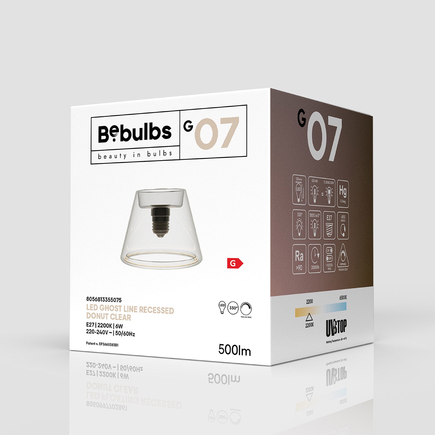 Lampadina LED Trasparente Ghost Line CRI 90 Mini Cone 6W 500Lm E27 2200K Dimmerabile - G07