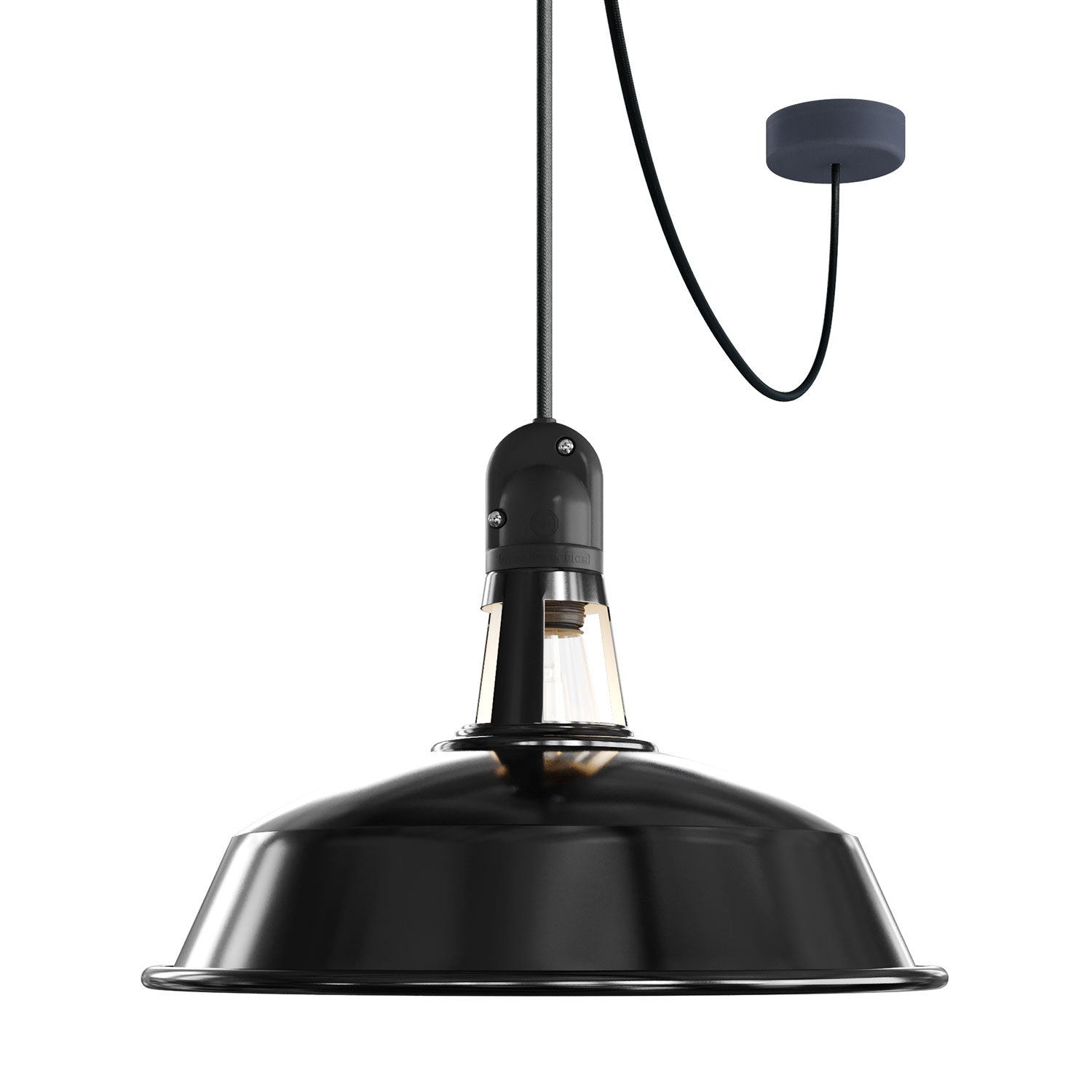 Modulair ELEGANT Lampada per esterni con paralume, 5 m cavo, rosone in silicone e portalampada IP65 waterproof - Nero