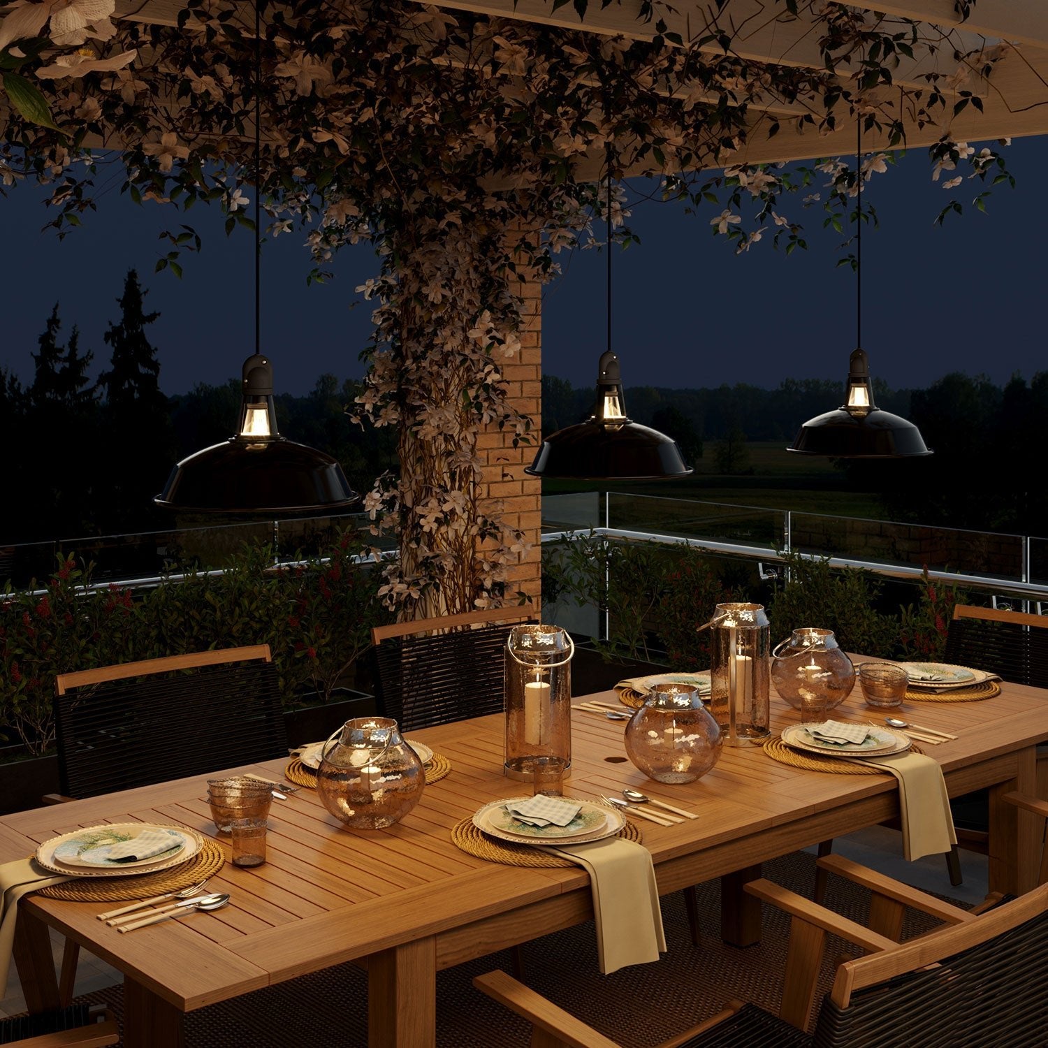 Modulair ELEGANT Lampada per esterni con paralume, 5 m cavo, rosone in silicone e portalampada IP65 waterproof - Nero