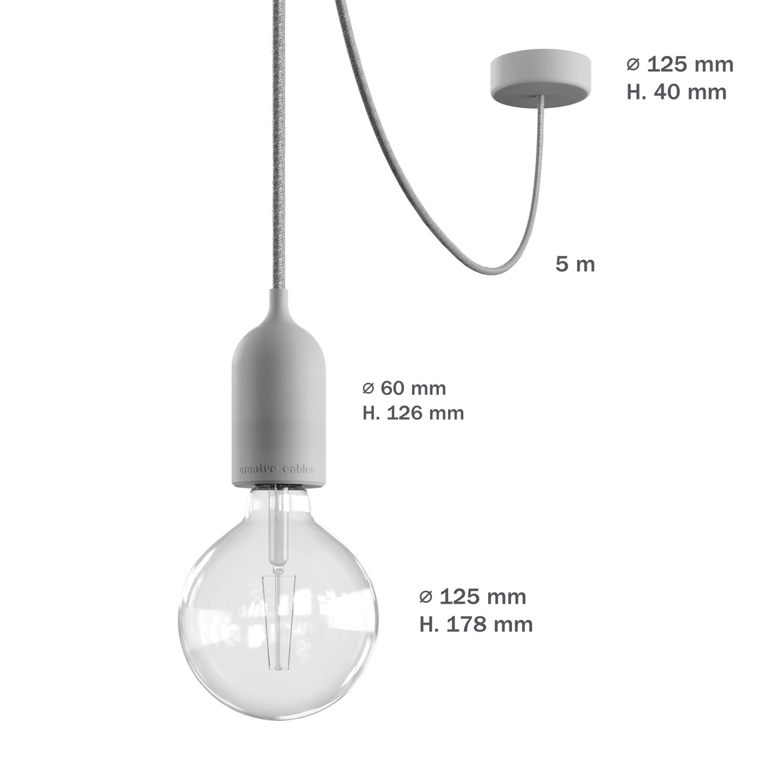 Modulair PASTEL Lampada da esterno con 5 m di cavo, decentatore, rosone e portalampada IP65 waterproof - Verde prato