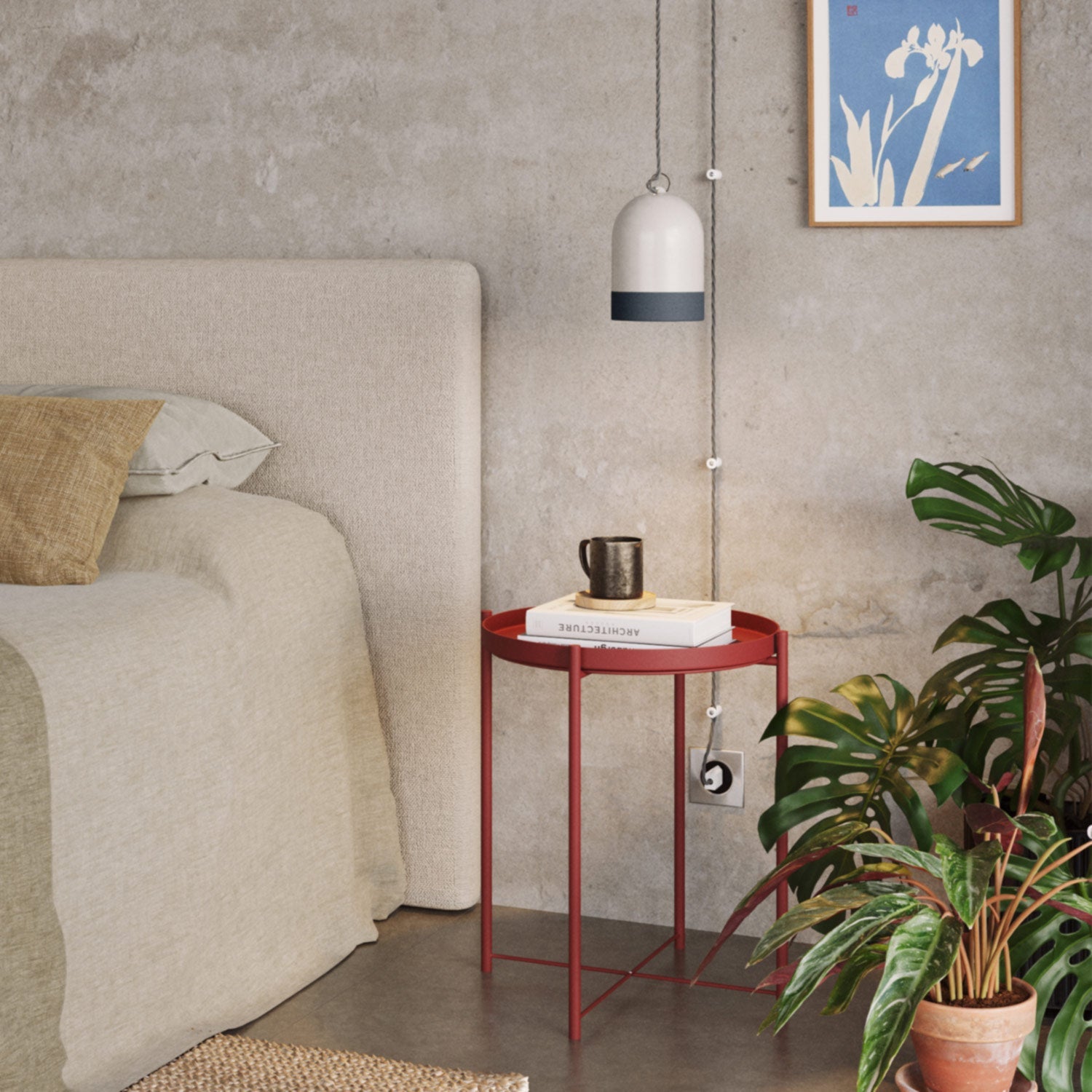 Paralume Campana Mini XS bicolore in ceramica Bianco e Petrolio, collezione Materia - Made in Italy