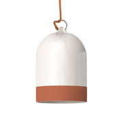 Paralume Campana Mini XS bicolore in ceramica Bianco e Terracotta, collezione Materia - Made in Italy