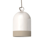 Paralume Campana Mini XS bicolore in ceramica Bianco e Tortora, collezione Materia - Made in Italy