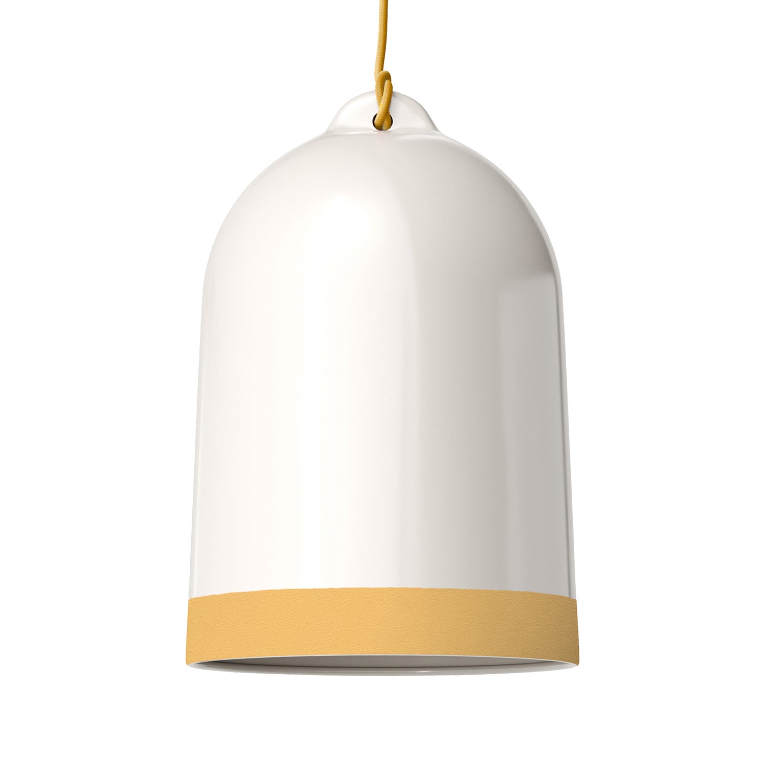 Paralume Campana XL bicolore in ceramica Bianco e Giallo, collezione Materia - Made in Italy