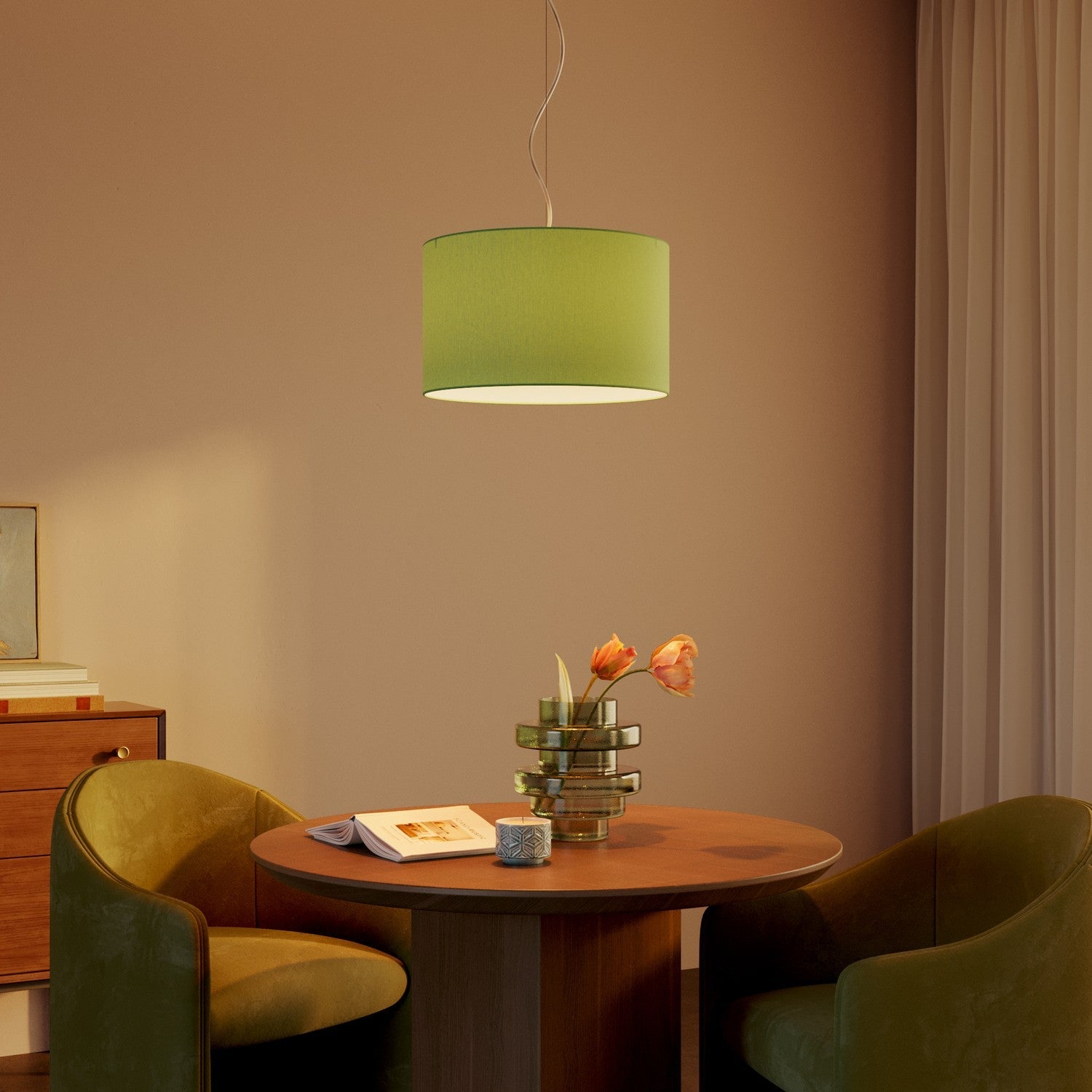 Paralume Cilindro L in tessuto con attacco E27 - Made in Italy - Cinette Verde Pistacchio