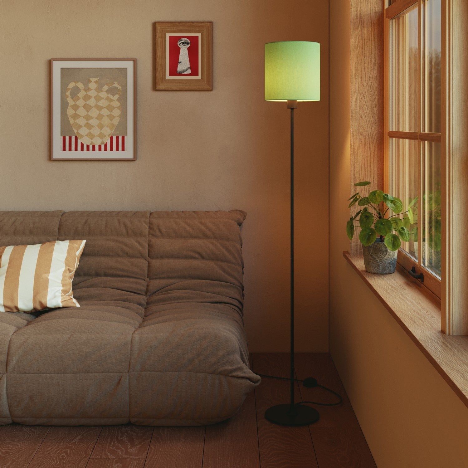 Paralume Cilindro M in tessuto con attacco E27 - Made in Italy - Cinette Verde Pistacchio