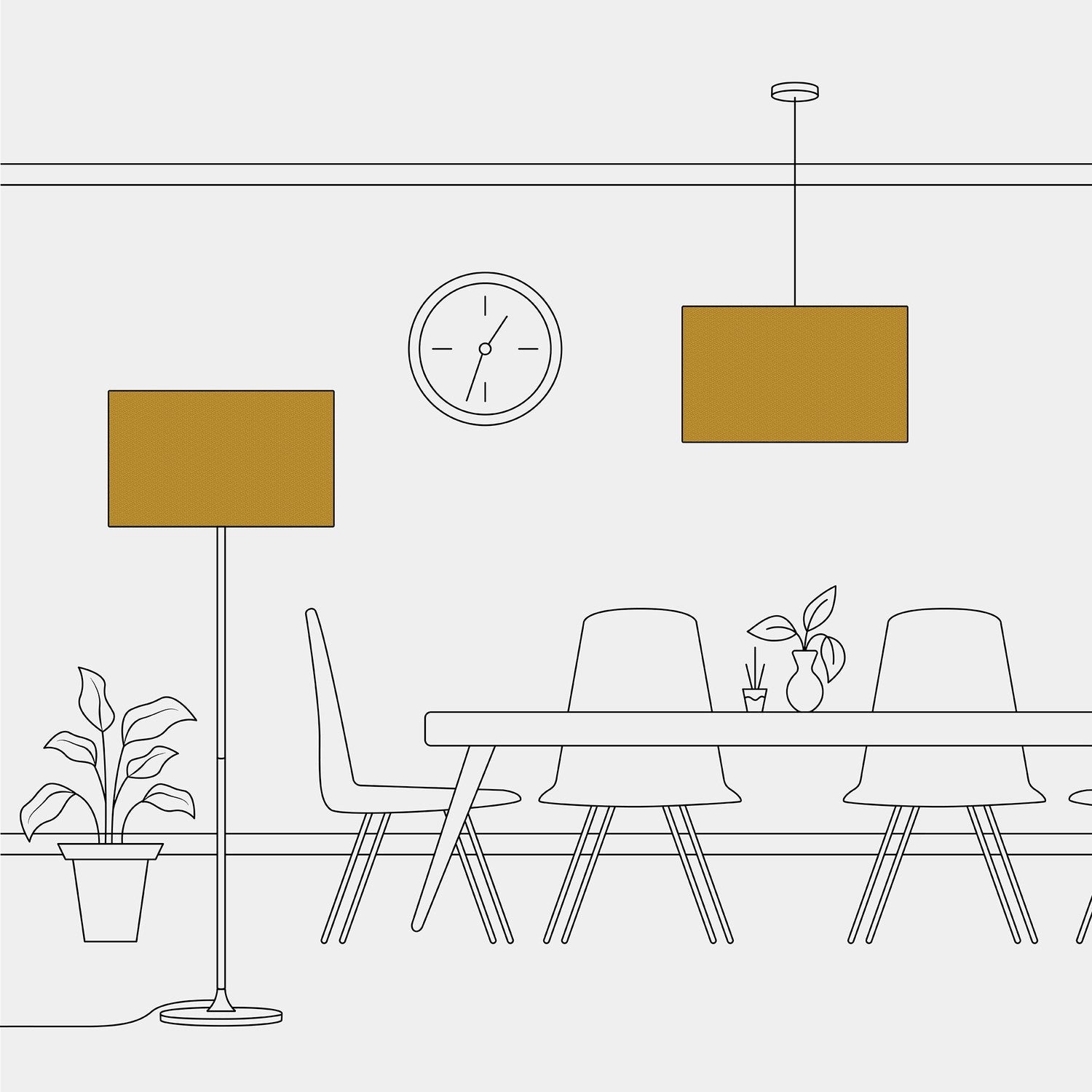 Paralume Cilindro XXL in tessuto con attacco E27 - Made in Italy - Lana Senape