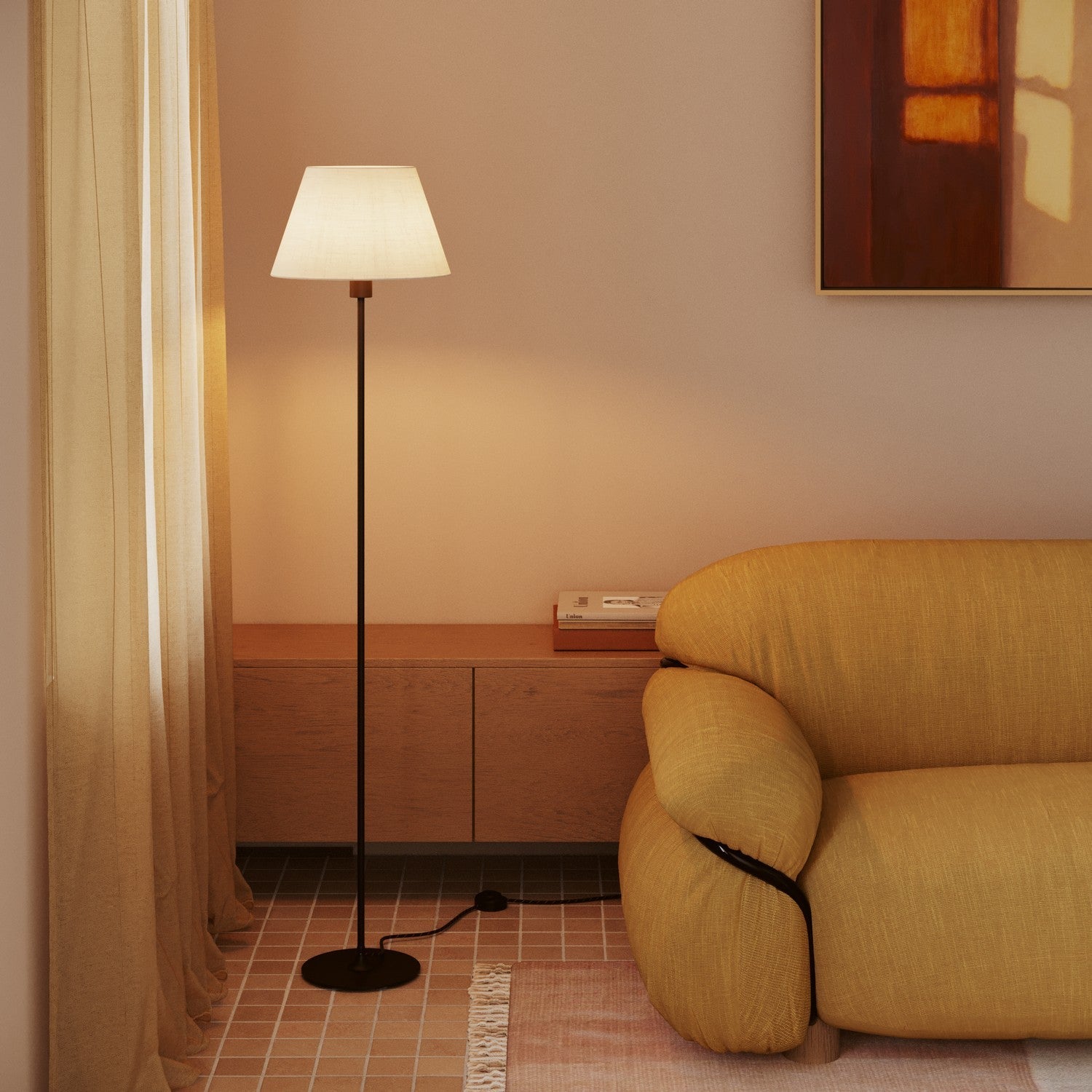 Paralume Impero M in tessuto per lampada da tavolo o applique con attacco E27 - Made in Italy - Lino bianco lucido