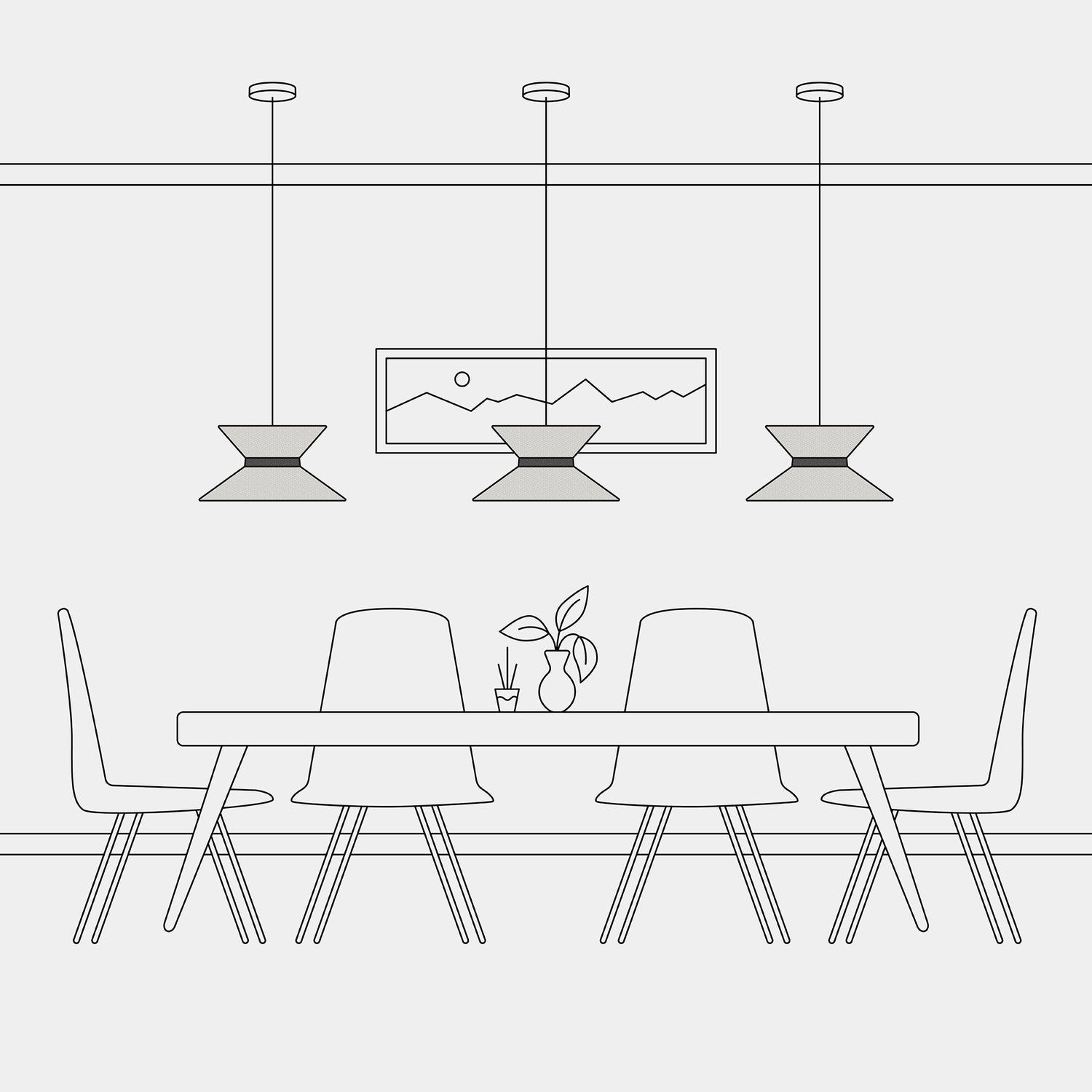 Paralume in tessuto Clessidra per lampada a sospensione - Lana Grigio Chiaro Lana grigio scuro