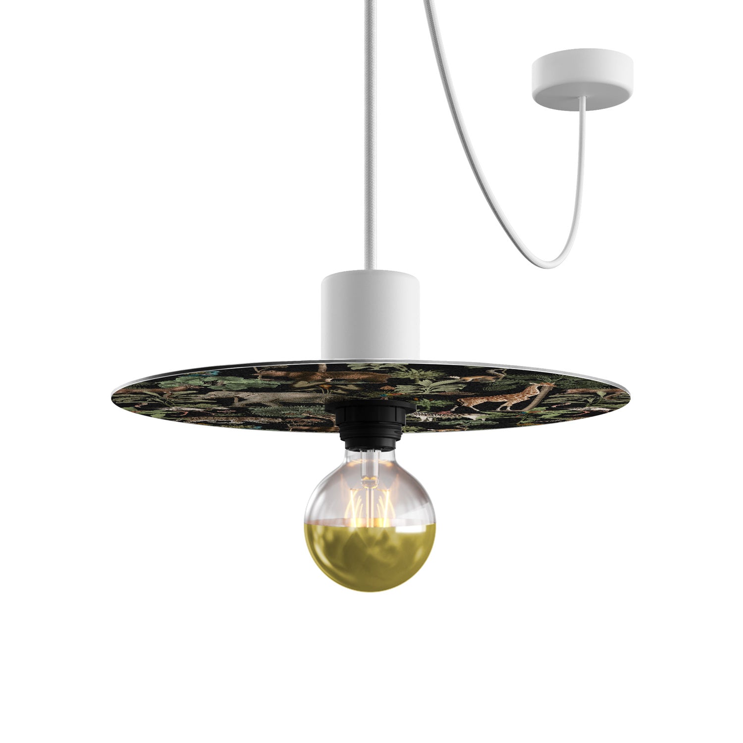 Paralume mini piatto Ellepì con animali della giungla 'Wildlife Whispers' Animali Giungla, diametro 24 cm - Made in Italy