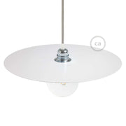 Piatto Ellepì oversize in ferro verniciato per lampade a sospensione, diametro 40 cm - Made in Italy - Bianco