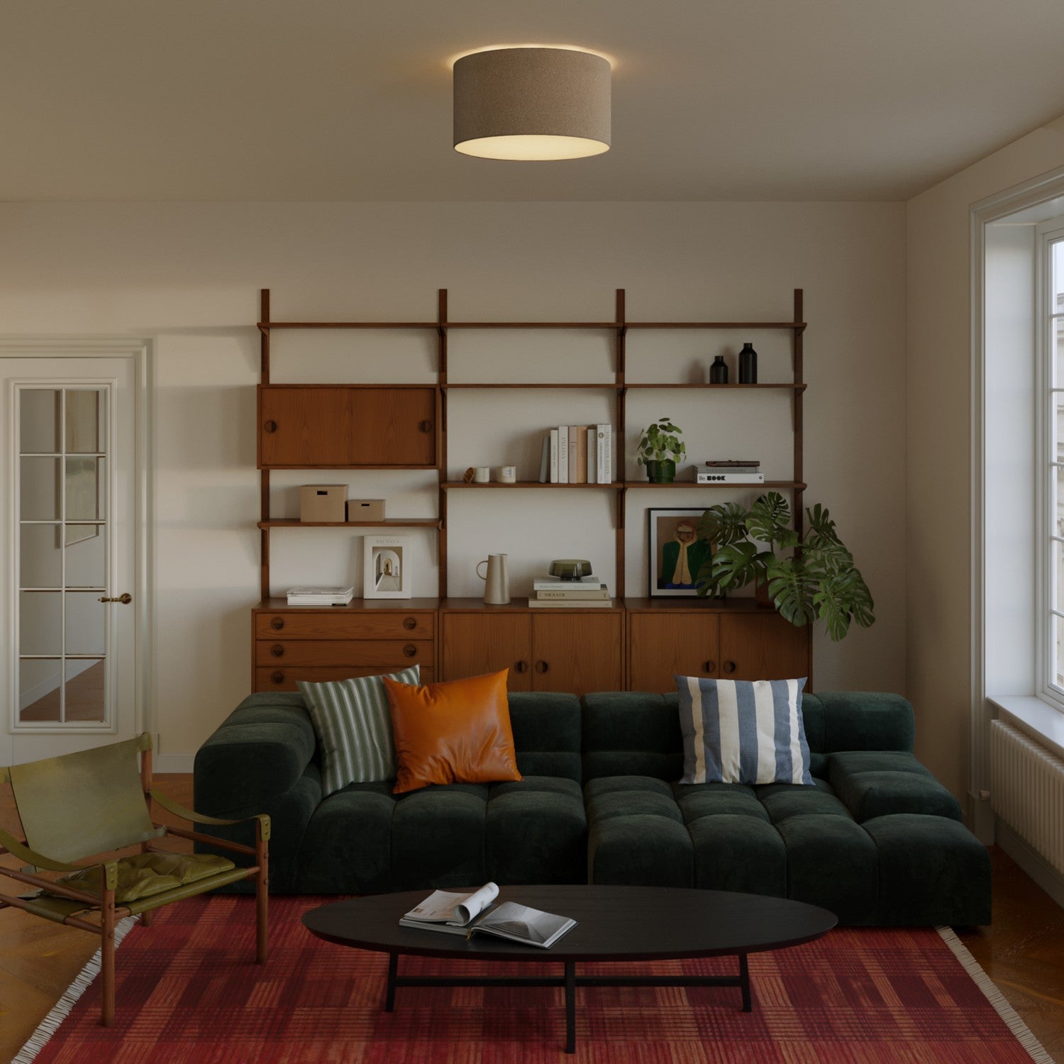 Plafoniera in tessuto Medium - Made in Italy - Lana Marrone