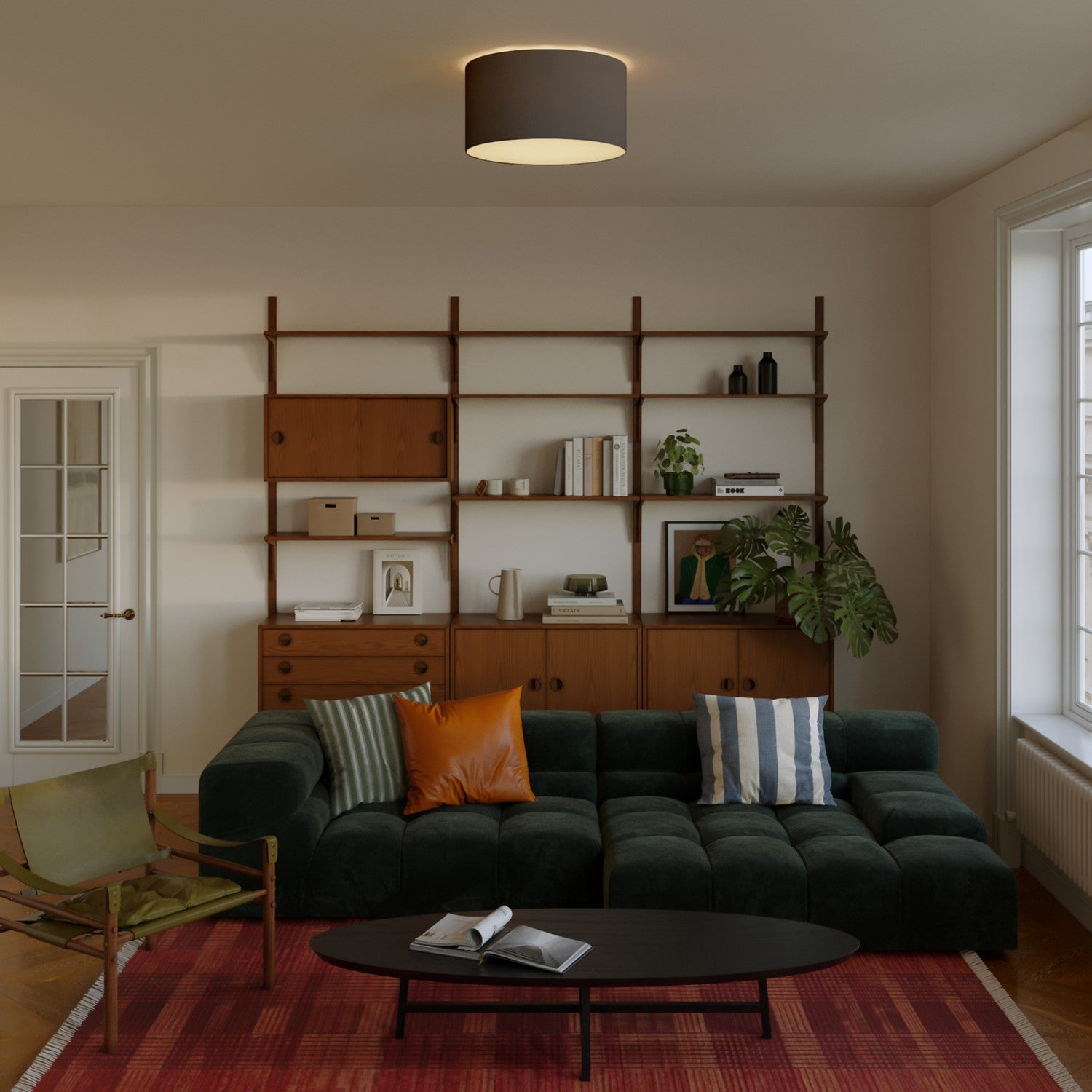 Plafoniera in tessuto Medium Teletta antracite - Made in Italy