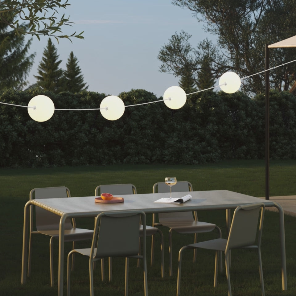 Carregar vídeo: Corrente luminosa 4 pontos de luz para exterior IP67 Cinza - Marina4 Cherry