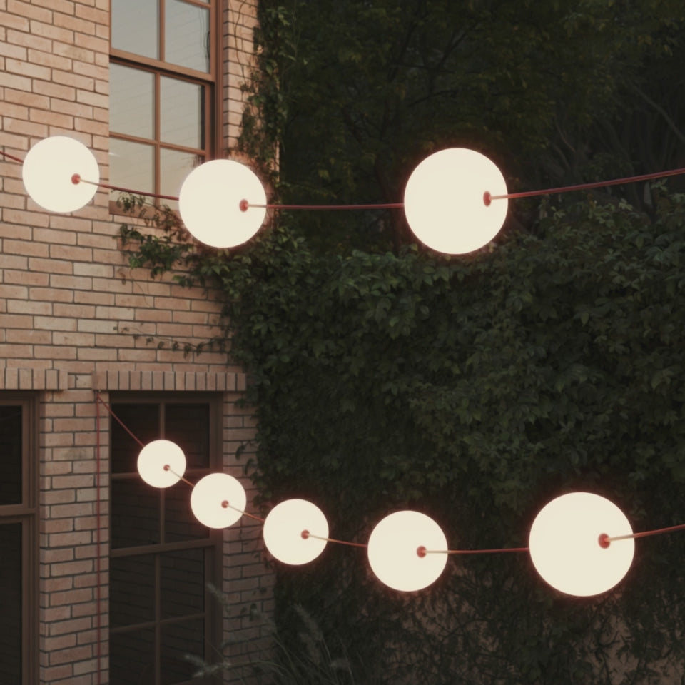 Carregar vídeo: Corrente luminosa 12 pontos de luz para exterior IP67 Branco Areia - Marina12 Cherry
