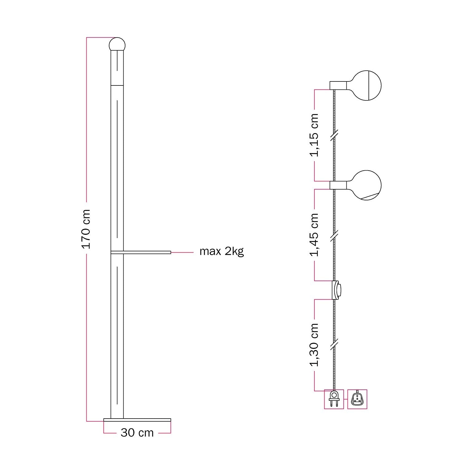Rocco XXL - Lampada da terra con lampadina Maria e Camo - Bianco