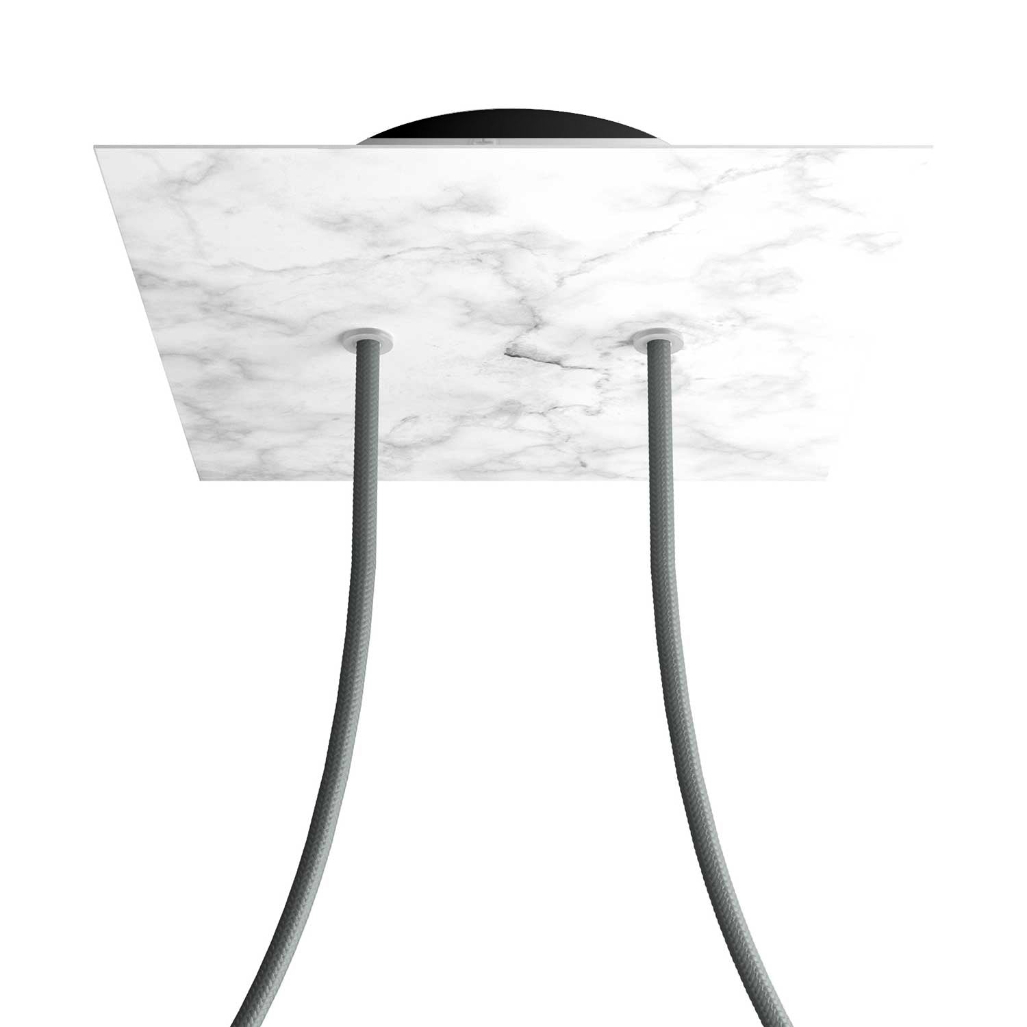 Rosone Rose-One quadrato, 200 mm con 2 fori e 4 fori laterali - Marmo Carrara Nero