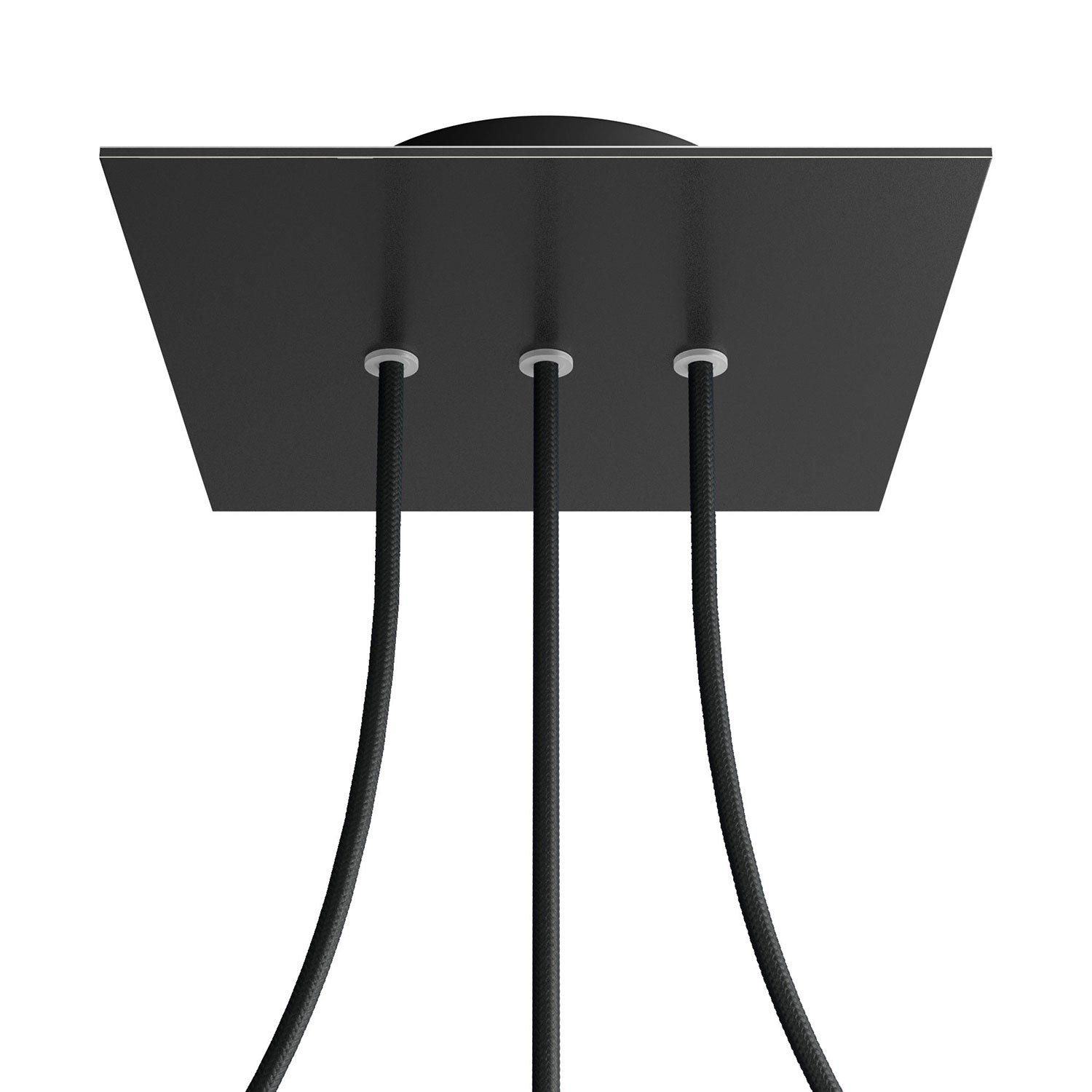 Rosone Rose-One quadrato, 200 mm con 3 fori in linea e 4 fori laterali - Nero opaco Nero