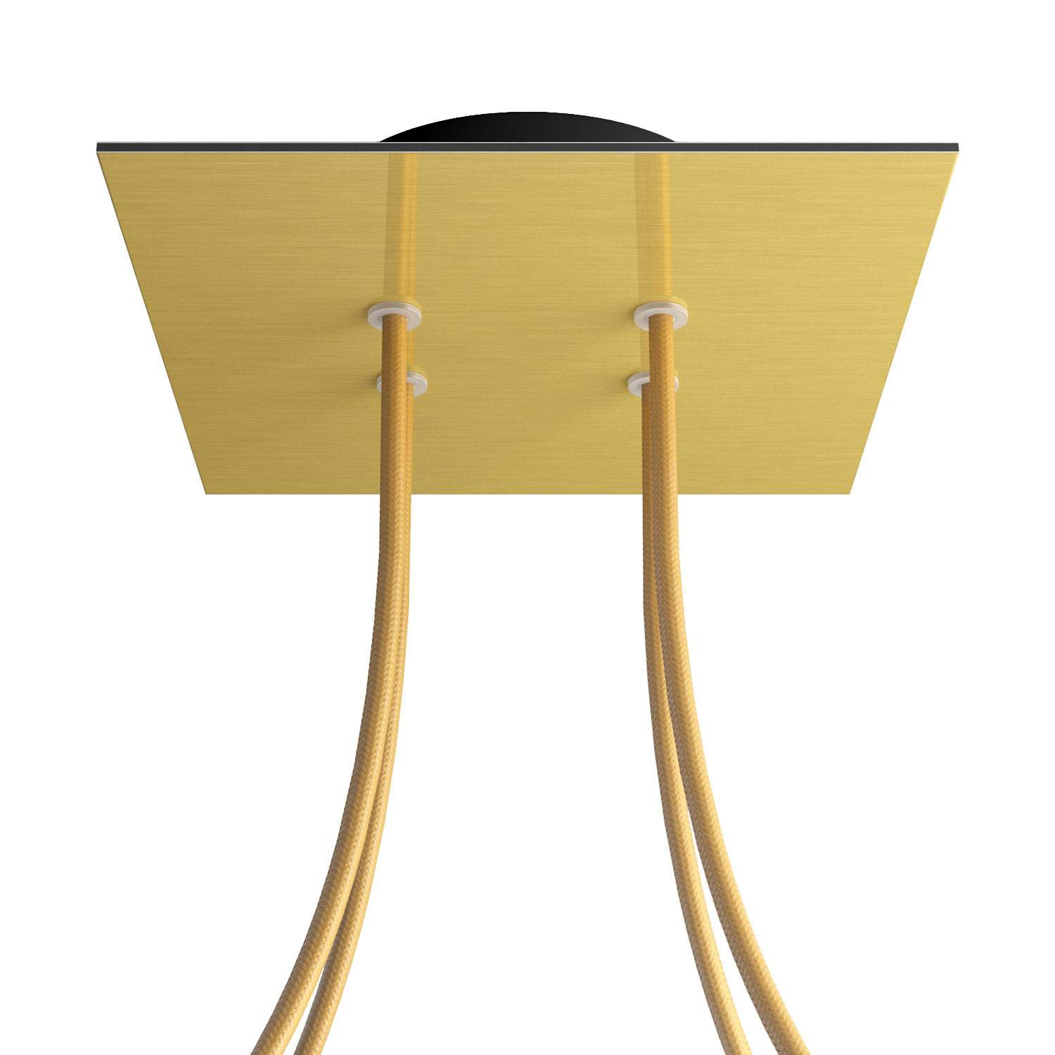 Rosone Rose-One quadrato, 200 mm con 4 fori e 4 fori laterali - Dibond Ottone satinato Nero