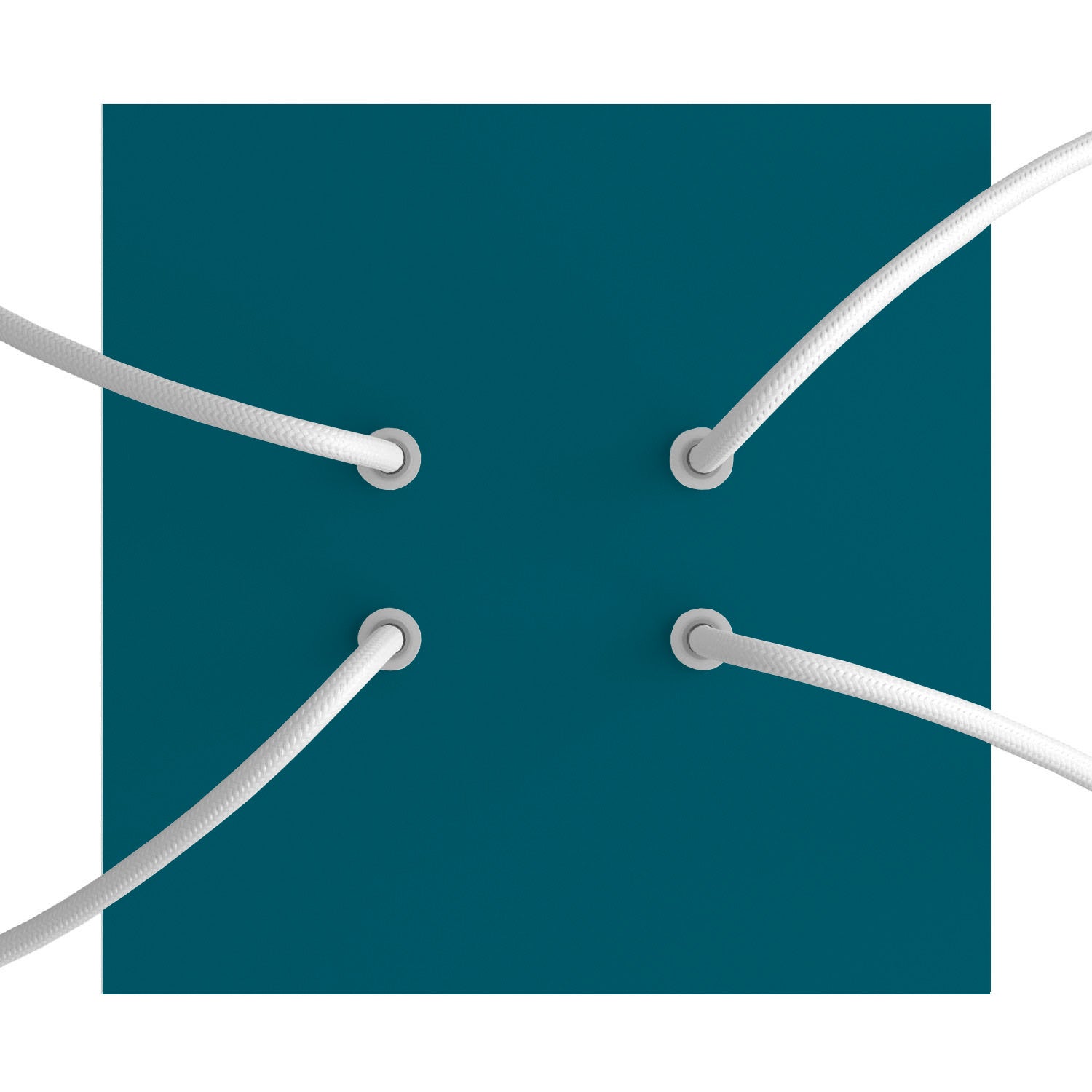 Rosone Rose - One quadrato, 200 mm con 4 fori e 4 fori laterali - Petrolio - Creative Cables