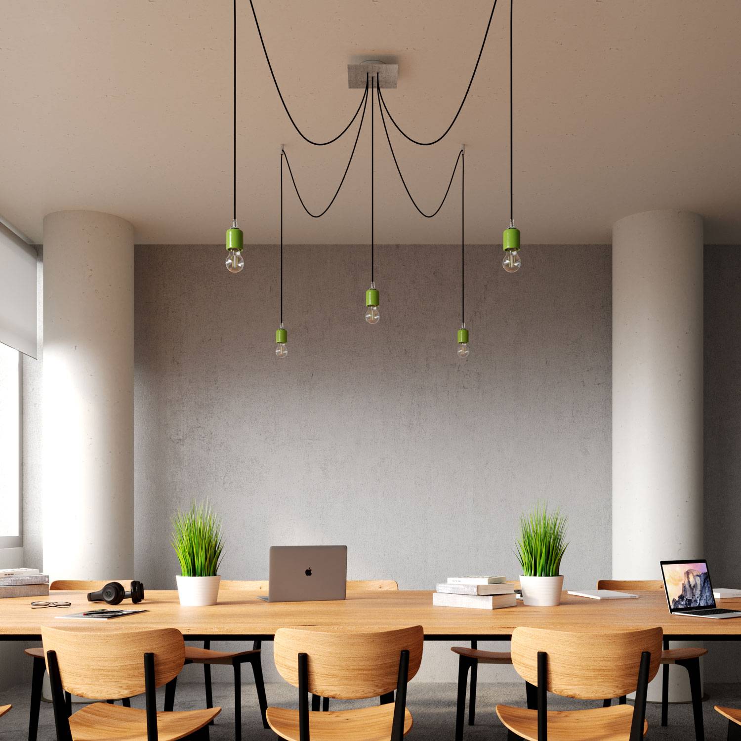 Rosone Rose-One quadrato, 200 mm con 5 fori e 4 fori laterali - Verde prato Bianco