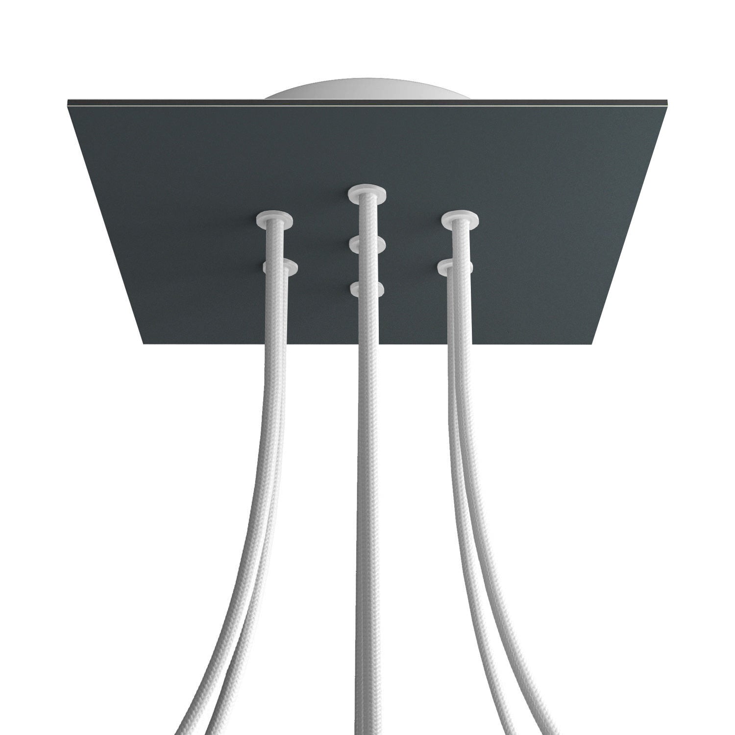 Rosone Rose - One quadrato, 200 mm con 7 fori e 4 fori laterali - Antracite - Creative Cables