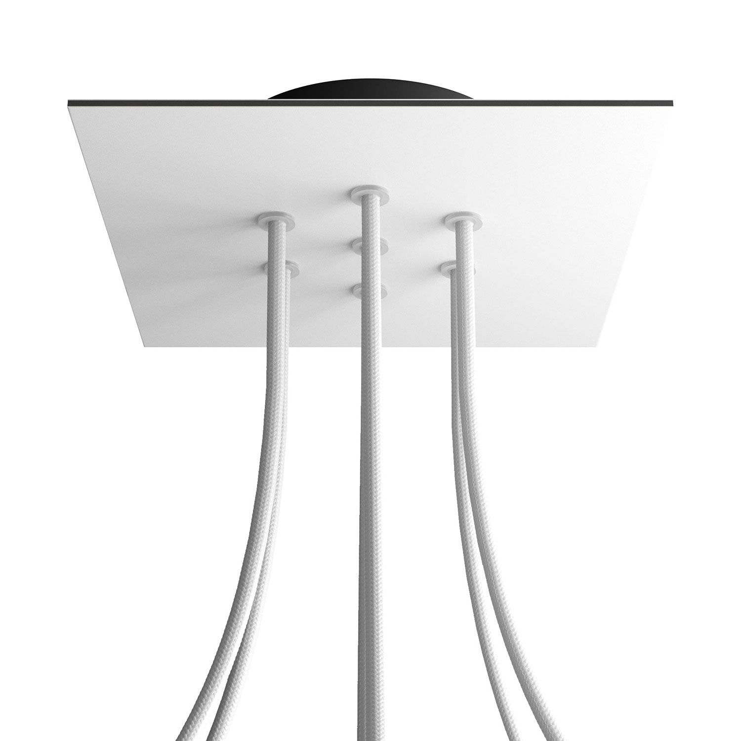 Rosone Rose-One quadrato, 200 mm con 7 fori e 4 fori laterali - Bianco opaco Nero