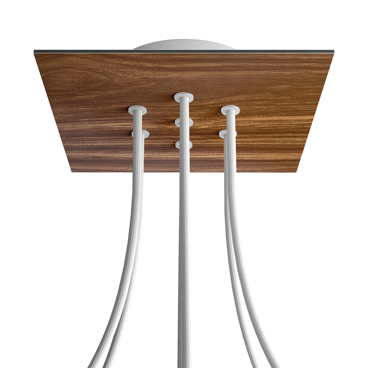 Rosone Rose - One quadrato, 200 mm con 7 fori e 4 fori laterali - Legno - Creative Cables