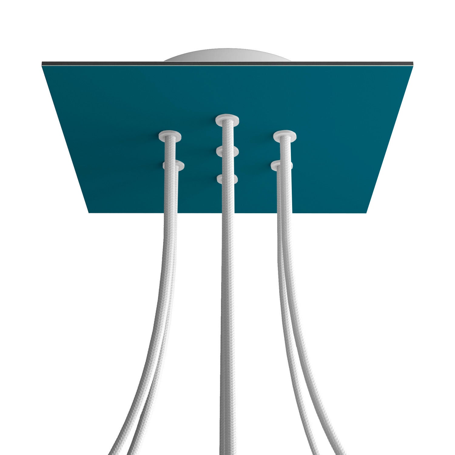 Rosone Rose - One quadrato, 200 mm con 7 fori e 4 fori laterali - Petrolio - Creative Cables