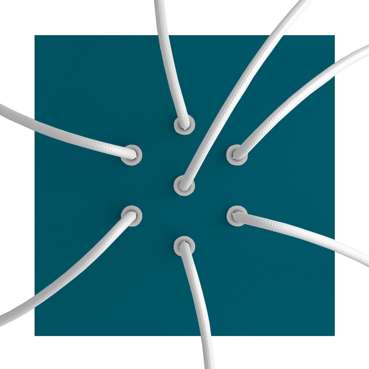 Rosone Rose - One quadrato, 200 mm con 7 fori e 4 fori laterali - Petrolio - Creative Cables