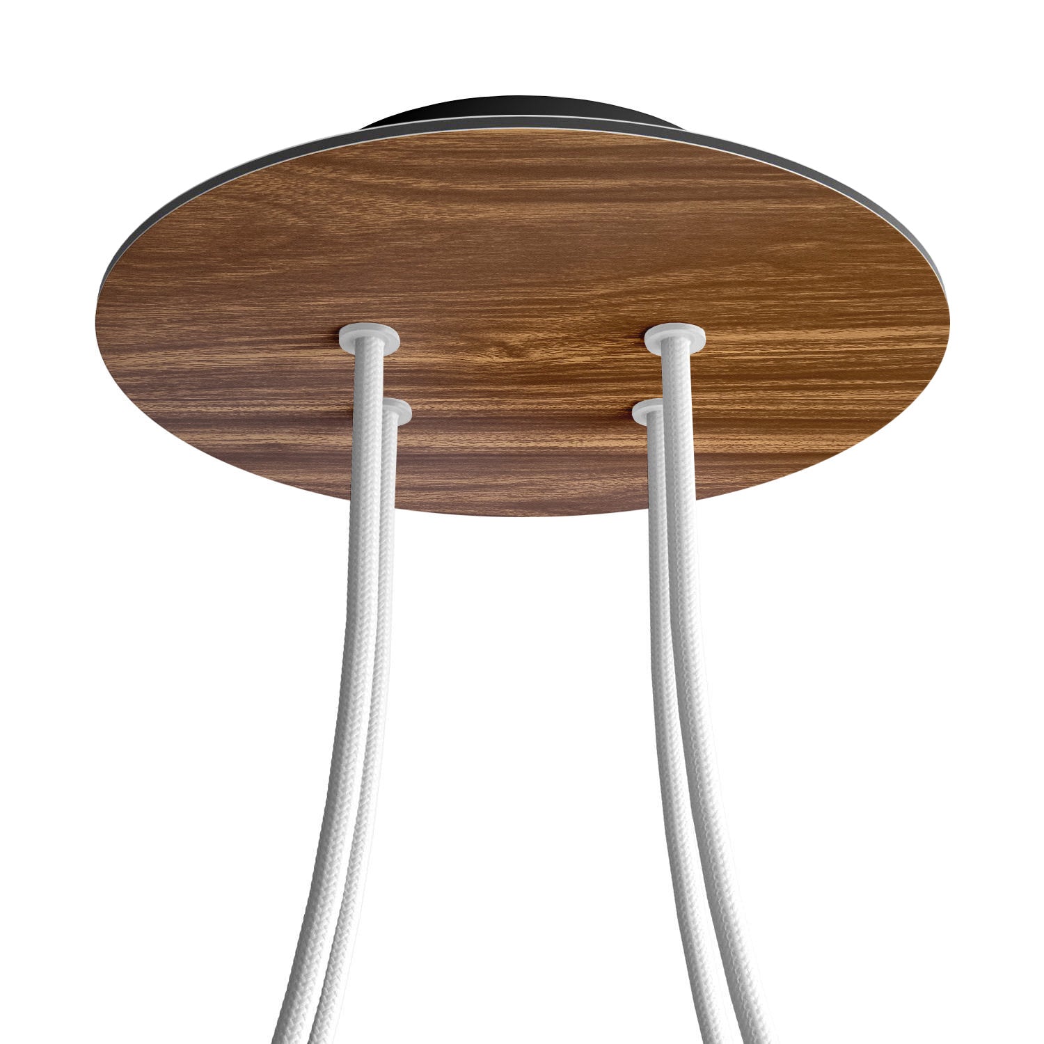 Rosone Rose-One rotondo, diametro 200 mm con 4 fori e 4 fori laterali - Legno Nero