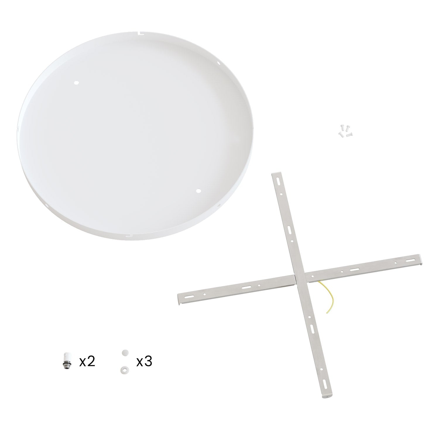 Rosone rotondo in alluminio Ø 50 cm con staffa e cavo di messa a terra, con 2 fori frontali - Bianco Opaco 3