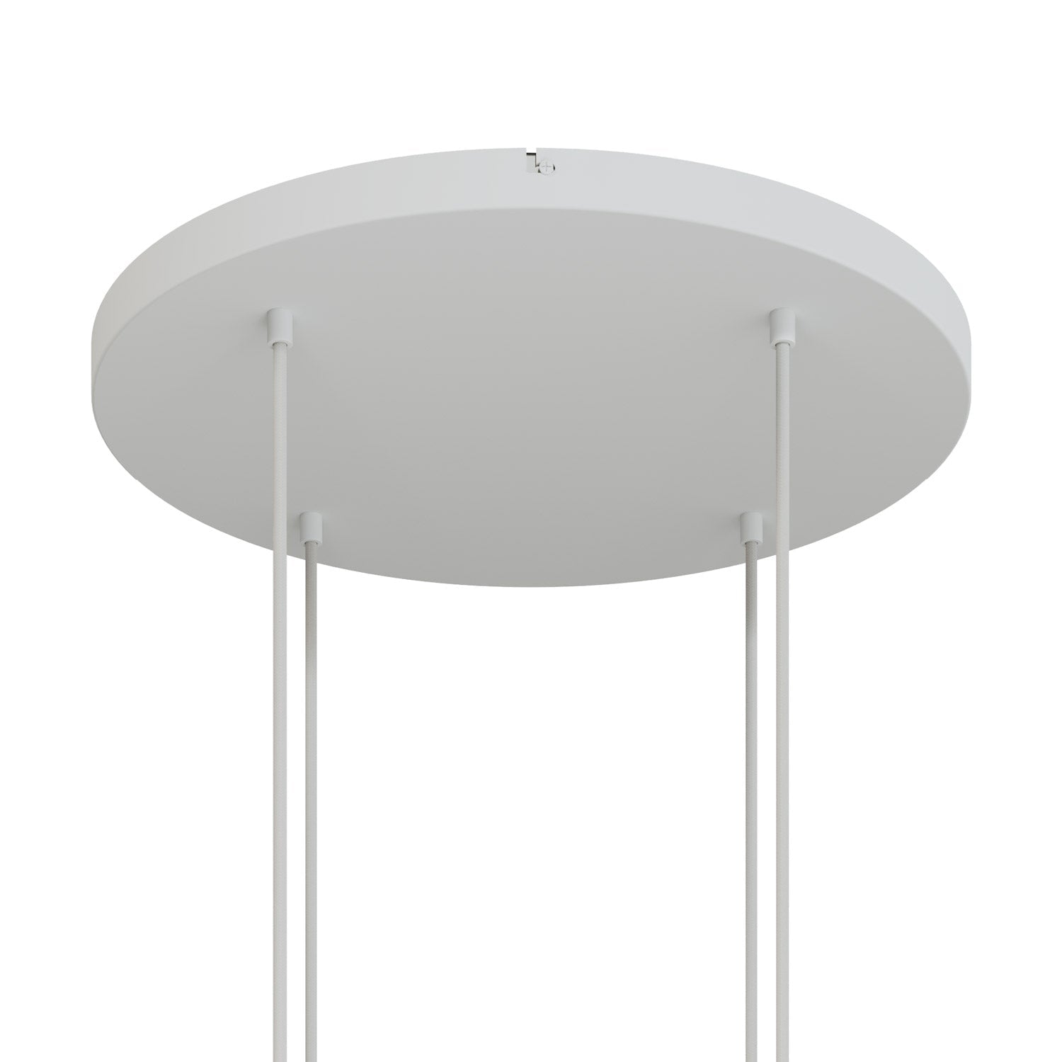Rosone rotondo in alluminio Ø 50 cm con staffa e cavo di messa a terra, con 4 fori frontali - Bianco Opaco 0