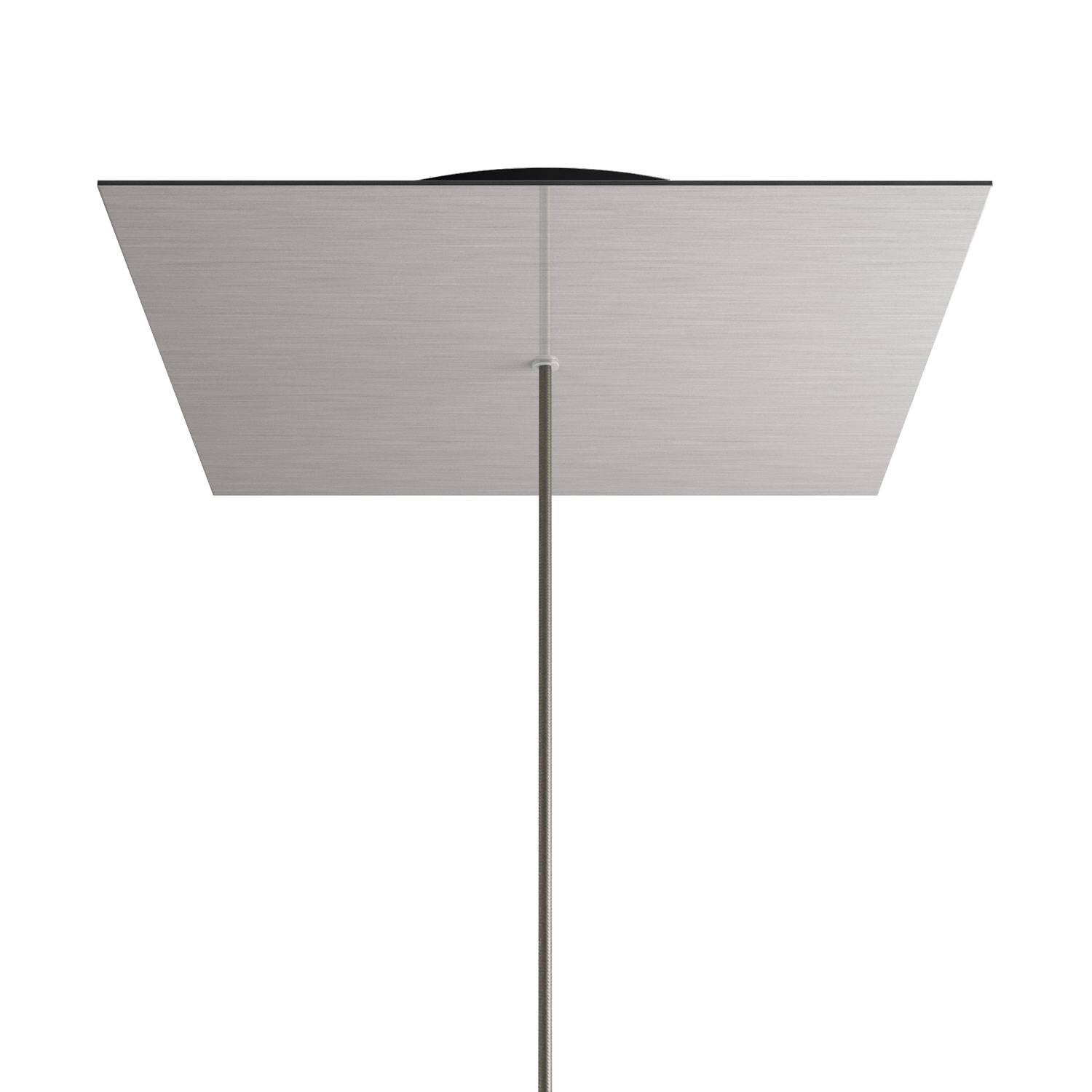 Rosone XXL Rose-One quadrato, 400 mm con 1 foro e 4 fori laterali - Dibond Acciaio satinato Nero