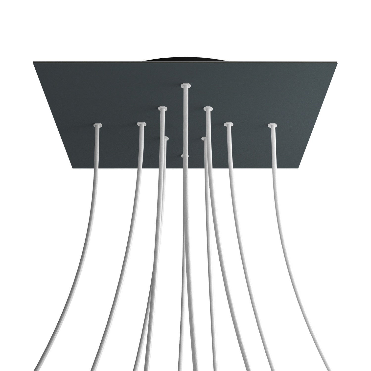 Rosone XXL Rose-One quadrato, 400 mm con 10 fori e 4 fori laterali - Antracite Nero