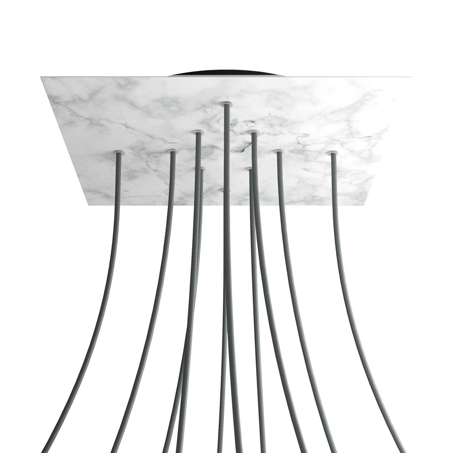 Rosone XXL Rose-One quadrato, 400 mm con 10 fori e 4 fori laterali - Marmo Carrara Nero