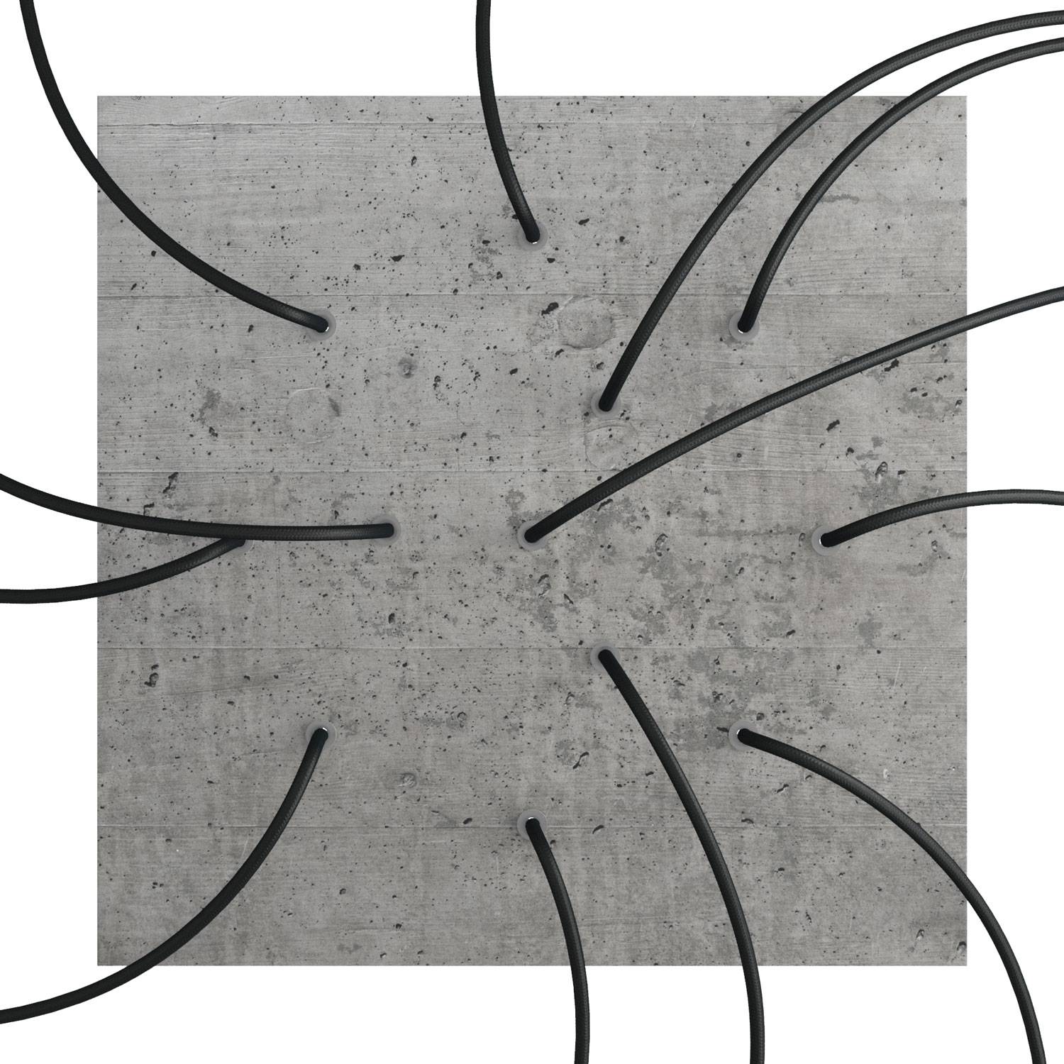 Rosone XXL Rose-One quadrato, 400 mm con 12 fori e 4 fori laterali - Cemento Bianco