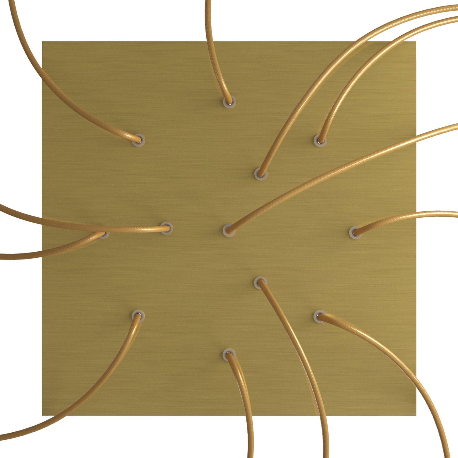 Rosone XXL Rose-One quadrato, 400 mm con 12 fori e 4 fori laterali - Dibond Ottone satinato Bianco