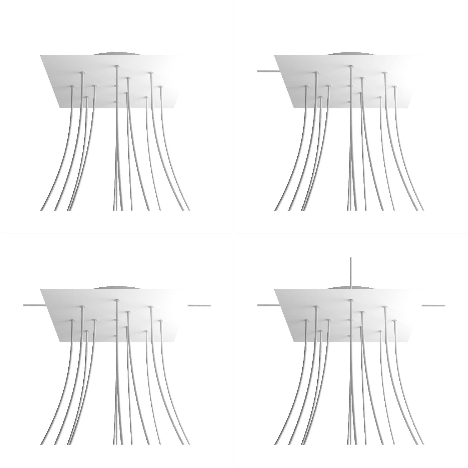 Rosone XXL Rose-One quadrato, 400 mm con 12 fori e 4 fori laterali - Marmo Carrara Bianco