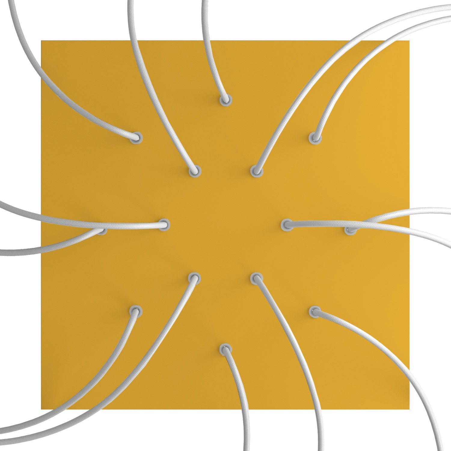 Rosone XXL Rose - One quadrato, 400 mm con 14 fori e 4 fori laterali - Mostarda - Creative Cables