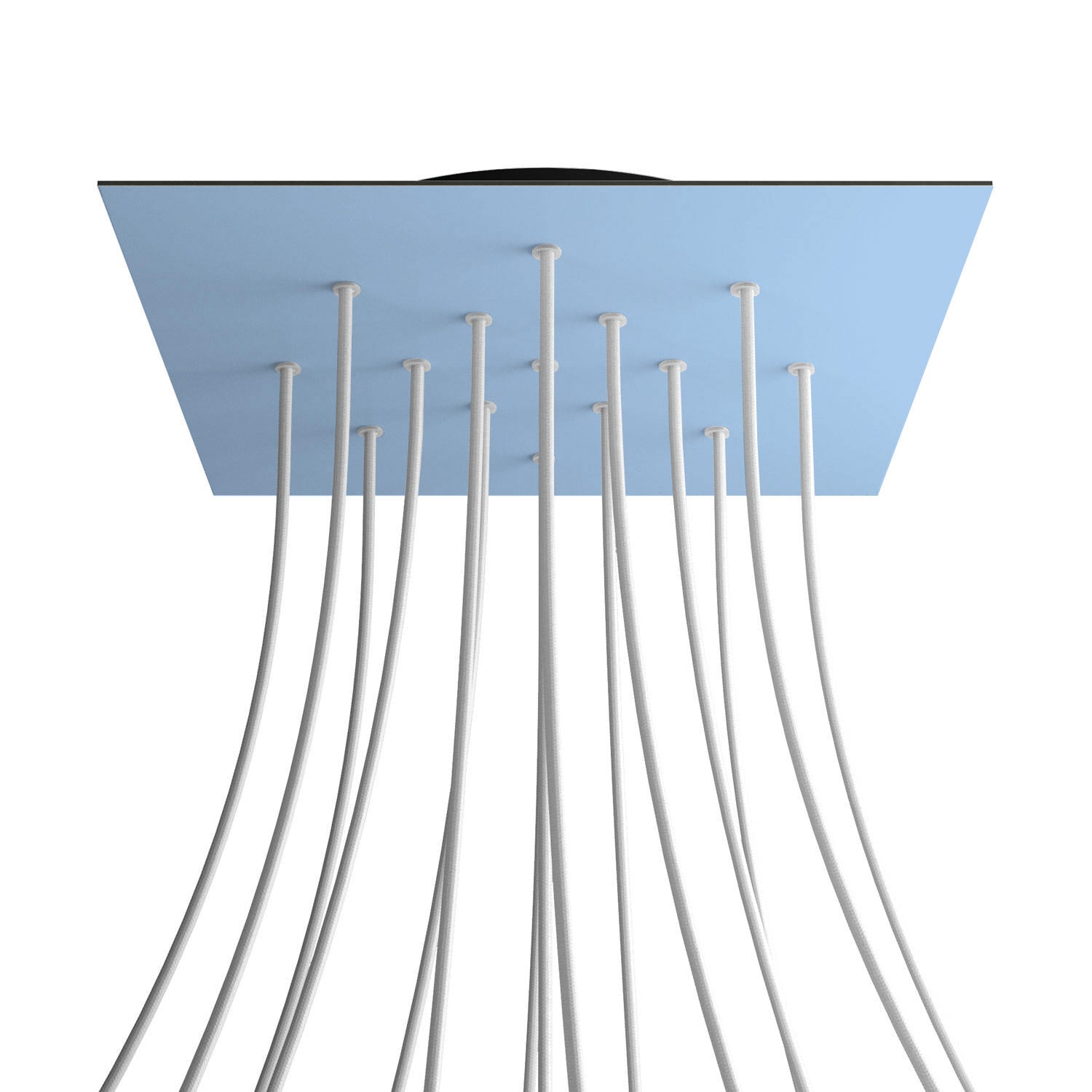 Rosone XXL Rose-One quadrato, 400 mm con 15 fori e 4 fori laterali - Blu carta da zucchero Nero