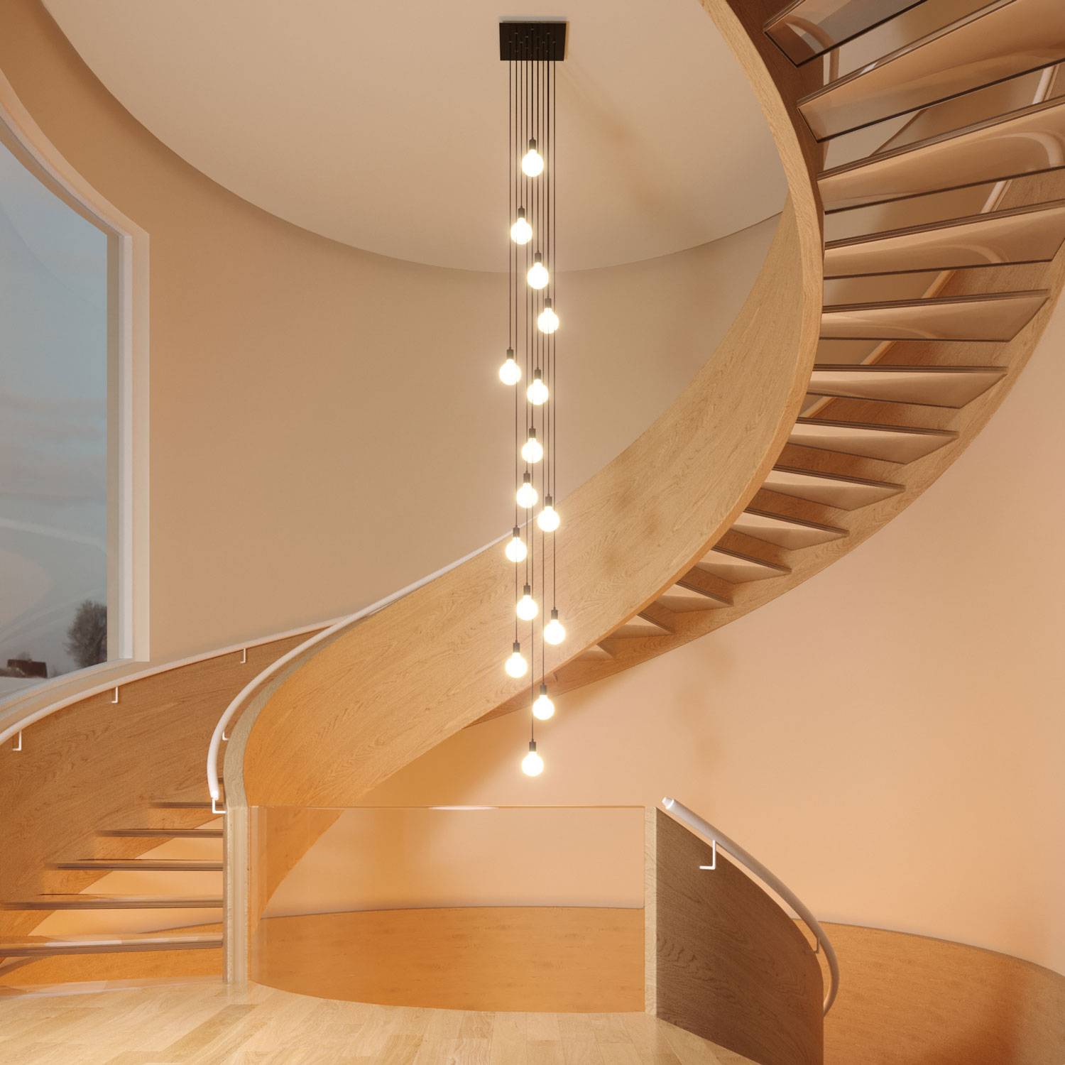 Rosone XXL Rose-One quadrato, 400 mm con 15 fori e 4 fori laterali - Dibond Ottone satinato Bianco